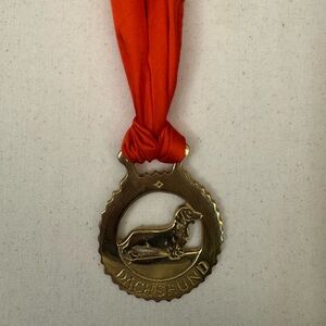 Brass Dachshund Medallion Vintage Necklace